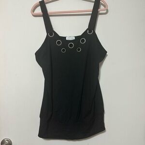 Maurices Black Tank Top with Grommet Accents